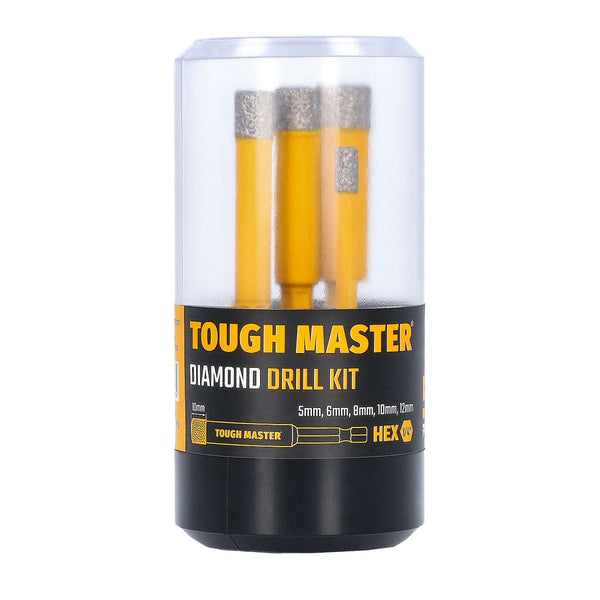 TOUGH MASTER® Diamond Drill Kit Drill Bits for Tile, Ceramic, Granite, Marble with Sizes 5mm, 6mm, 8mm, 10mm & 12mm - 5 Pieces (TM-DDK5)
