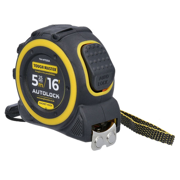 TOUGH MASTER® Tape Measure AUTOLOCK with 25mm Magnetic Blade Metric / Imperial - 5 Metres (TM-MT525A)