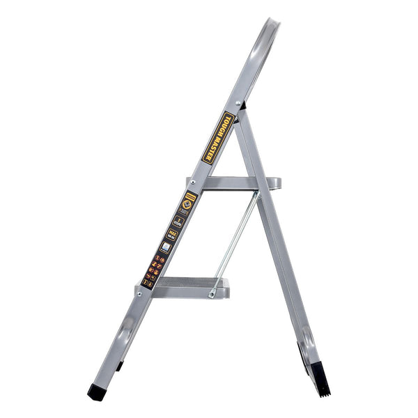 TOUGH MASTER® Steel Step Ladder Folding Step Stool with Handrail & Wide Platform - 2 Steps (TM-SSL2)