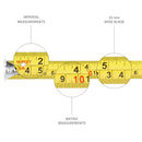 WELLCUT Magnetic Tape Measure 8M/26ft 25mm Wide MultiFix System
