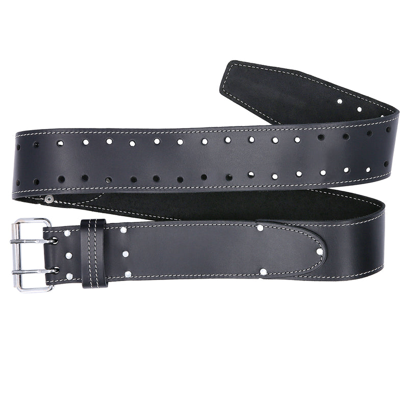 TOUGH MASTER Mens Leather Belt 31”-53” Waist Double Hole Heavy Duty Metal Buckle
