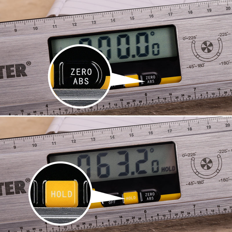 TOUGH MASTER Angle Finder Ruler 3 In1 Digital Ruler LCD Invertible & Lockable Reading 0~360°