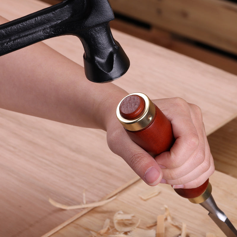 TOUGH MASTER 6pc Wood Chisel Set for Woodworking Steel Sharp Blade Ash-Wood Handle Steel Cap