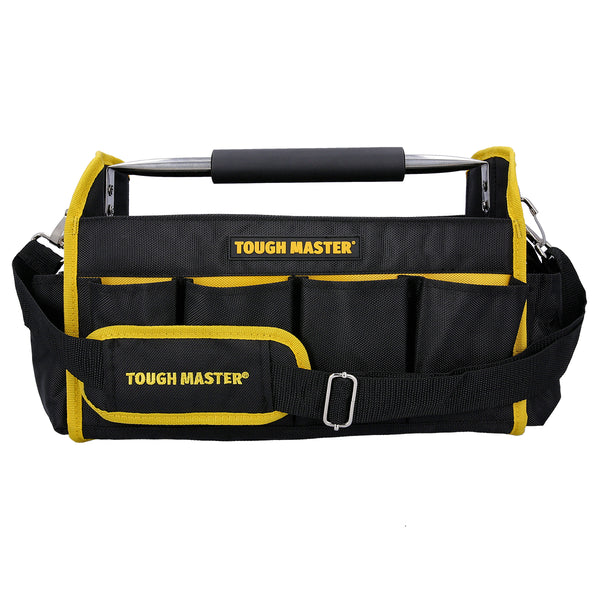 TOUGH MASTER Open Tote Electrician Heavy Duty Tool Bag 14 Pocket Shoulder Strap Multi Purpose