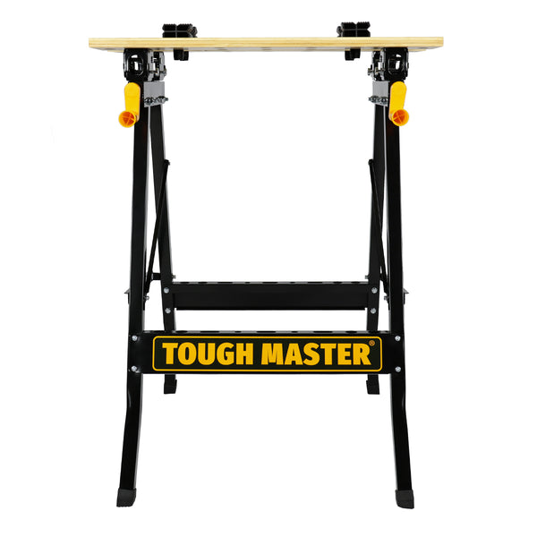 TOUGH MASTER Folding Trestle Bamboo Work Bench Portable Heavy Duty Foldable Table 100kg DIY