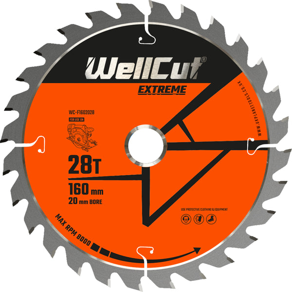 WELLCUT TCT Saw Blade 160mm x 28T x 20mm Bore Suitable For Festool - TS55