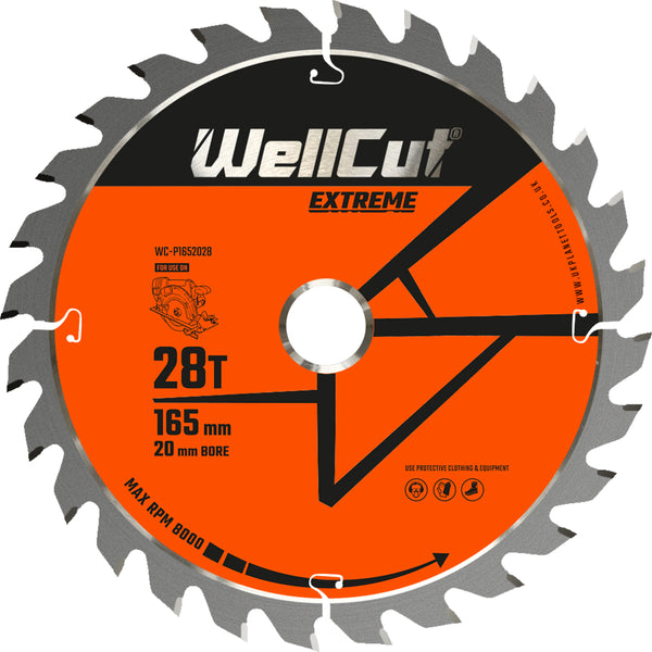 WELLCUT TCT Saw Blade 165mm x 28T x 20mm Bore Suitable For Makita SP6000, DSP600