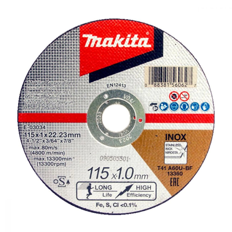 Makita E-03034 Inox Cut Disc 115mm x 1mm x 22.23mm - Pack of 10